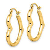 10K Gold Hollow Heart Hoop Earrings with Polished Finish Romantic Design